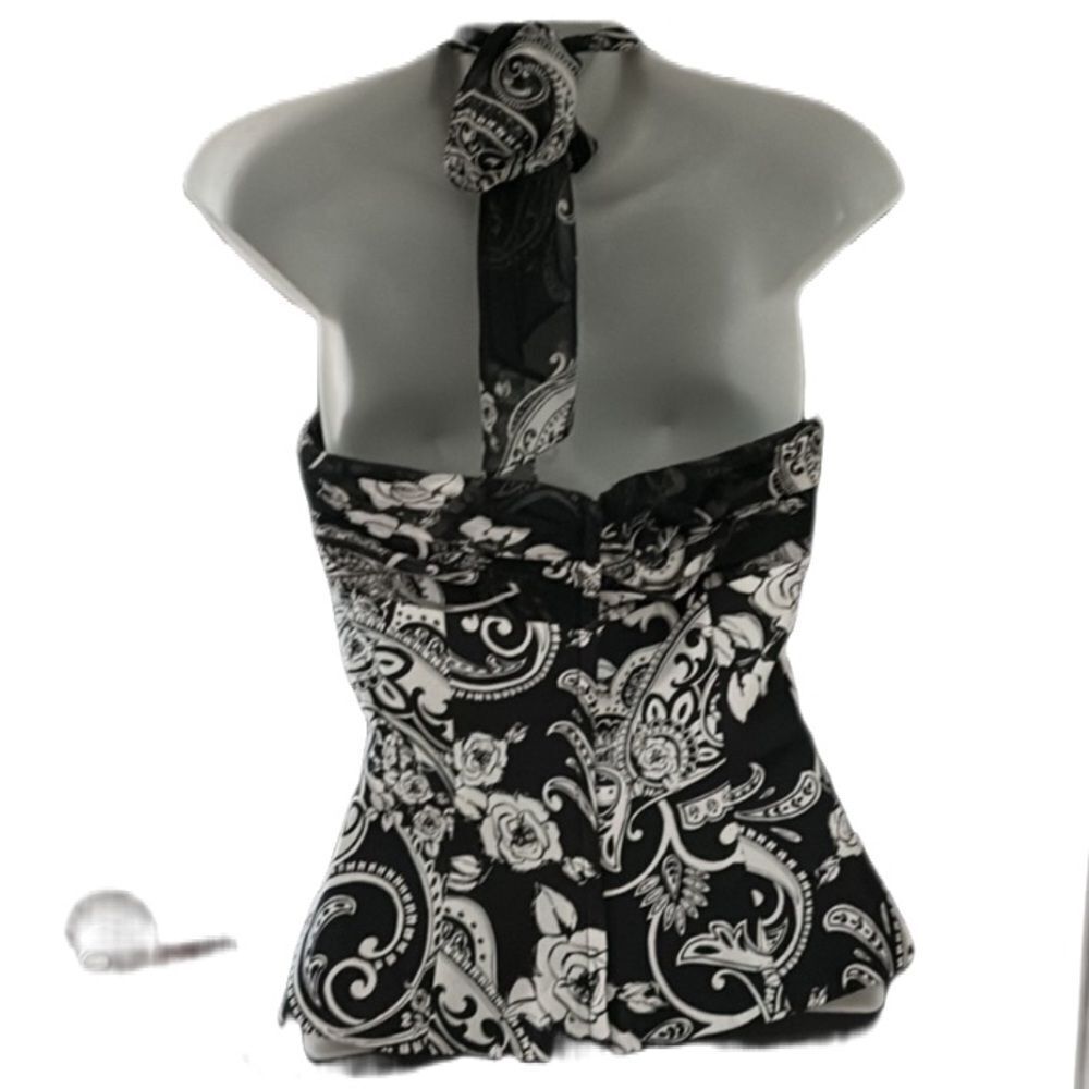 White House Black Market 100% Silk Halter Top Paisley Size 4 - Picture 4 of 7